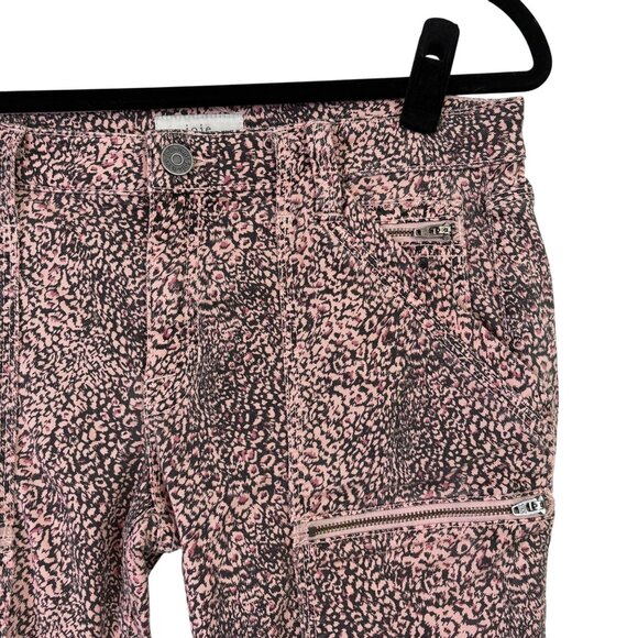 Joie Women's Moto Cargo Skinny Animal Print Blush Pink Pants Size 30 - Picture 4 of 12